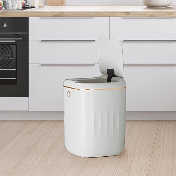 Automatic Touchless Motion Sensor Trash Can White Smart Garbage Can for Bathroom Kitchen