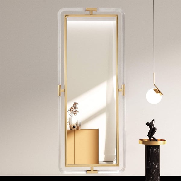 Modern Silver Full Length Large Long Wall Mirror Decor Acrylic & Metal Frame Living Room