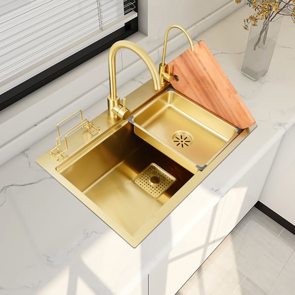31.5" Gold Drop-in Workstation Kitchen Sink with Accessories Single Bowl Stainless Steel
