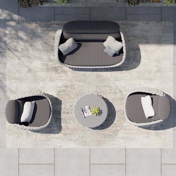 Tatta 4 Pieces Woven Rope Outdoor Swivel Sofa Set 360 Degree Rotatable with Coffee Table