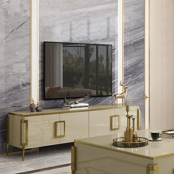 Vectic Modern Beige Rectangle TV Stand with Storage and Doors Media Console for TVs
