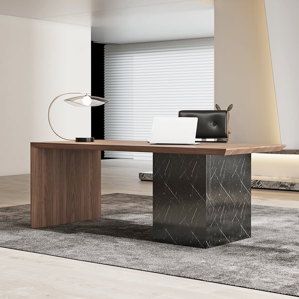 71.7" Modern Wooden Desk White Home Office Desk with Filing Cabinet
