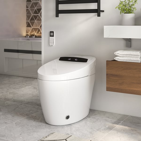 Modern Smart One-Piece 1.28 GPF Floor Mount Elongated Automatic Toilet & Bidet with Seat