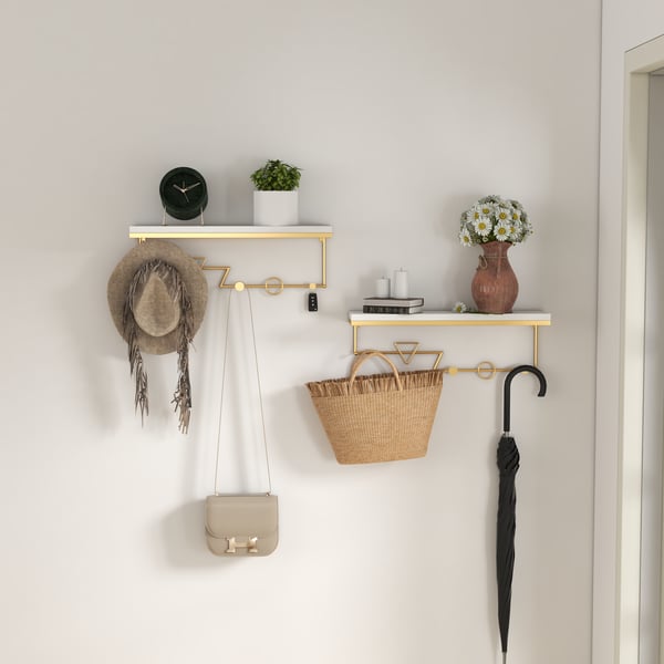 Modern Decor Wall Mounted Coat Rack with Shelving