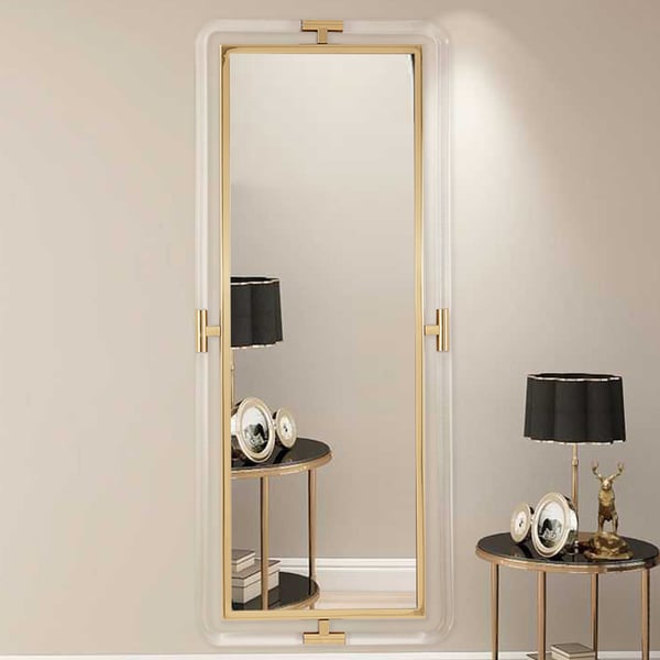 Modern Silver Full Length Large Long Wall Mirror Decor Acrylic & Metal Frame Living Room