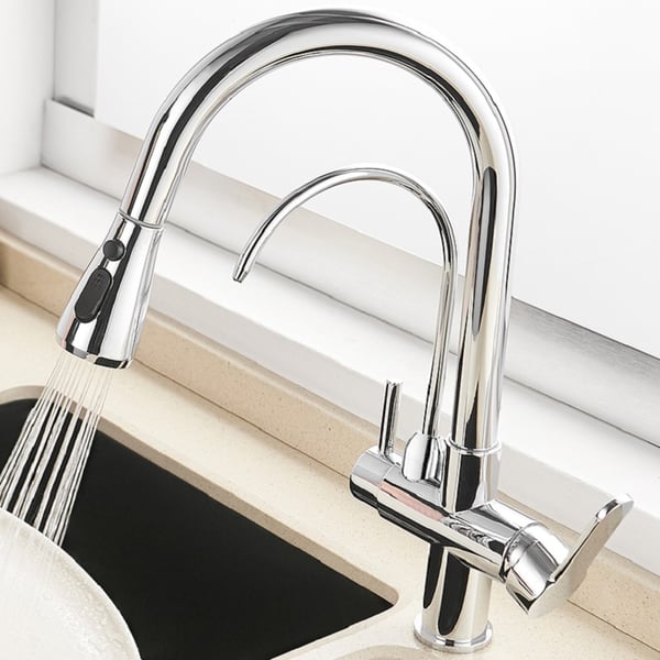 Water Filter Kitchen Faucet Pull Out Faucet in Polished Chrome Solid Brass