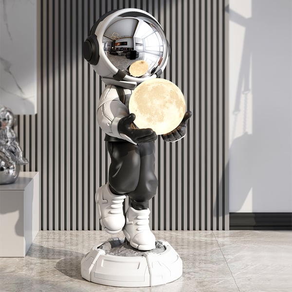28.8" Astronaut Floor Sculpture Figurine Ornament Art Decor with Ball Lamp USB Charging