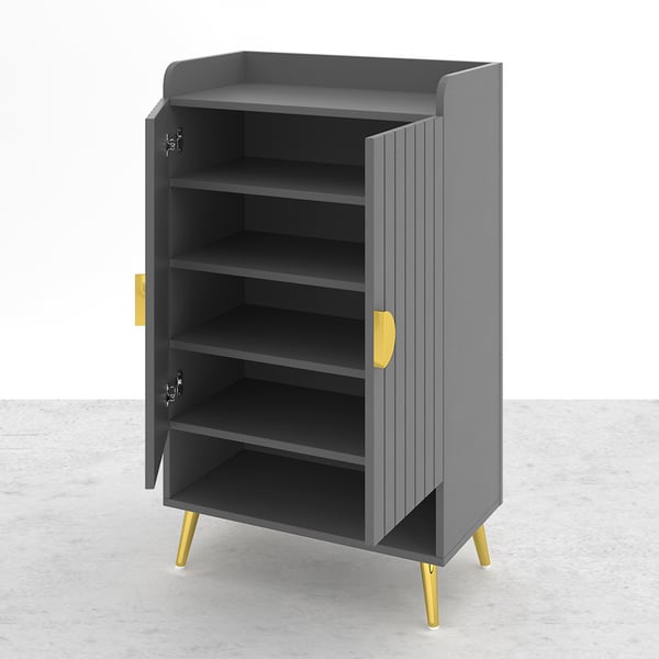Yellar Nordic Gray Shoe Storage Cabinet 5 Shelves Entryway Shoe Cabinet
