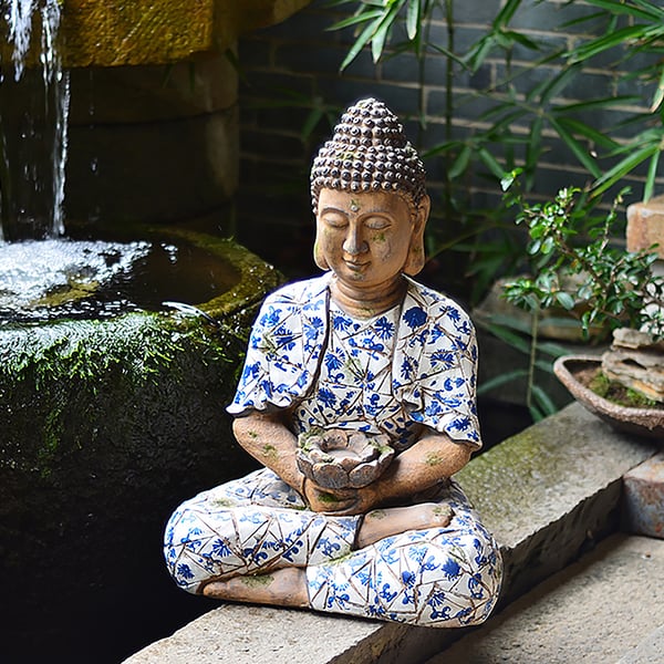 Outdoor Garden Sleeping Buddha Statue Flower Pot Planter Magnesium Oxide Sculpture Decor
