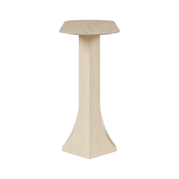 39.4" Oval Travertine Stone Console Table Modern Entryway Table with Abstract Base