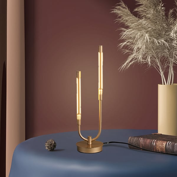 Gold Candle-Stick Table Lamp Built-in LED Modern Portable Desk Lamp