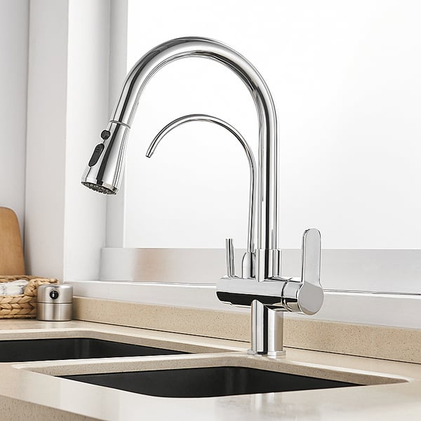 Water Filter Kitchen Faucet Pull Out Faucet in Polished Chrome Solid Brass