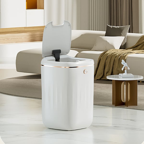 Automatic Touchless Motion Sensor Trash Can White Smart Garbage Can for Bathroom Kitchen