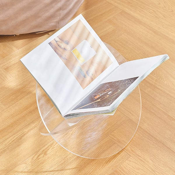 15.7" Modern Acrylic Standing Magazine Rack in Clear for Living Room