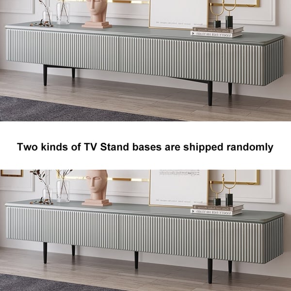 Modern 70.9" TV Stand with Drawers Line Media Console with Black Metal Legs