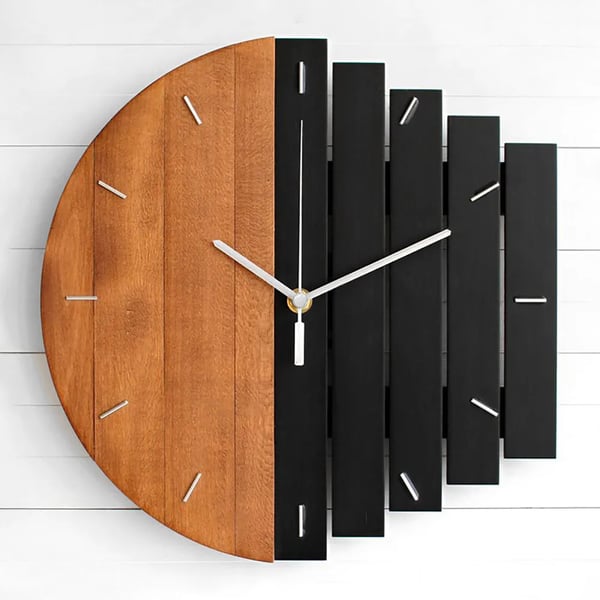 11.8" Rustic Abstract Wood Wall Clock For Living Room Home Hanging Artistic Decor Art