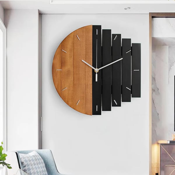 11.8" Rustic Abstract Wood Wall Clock For Living Room Home Hanging Artistic Decor Art